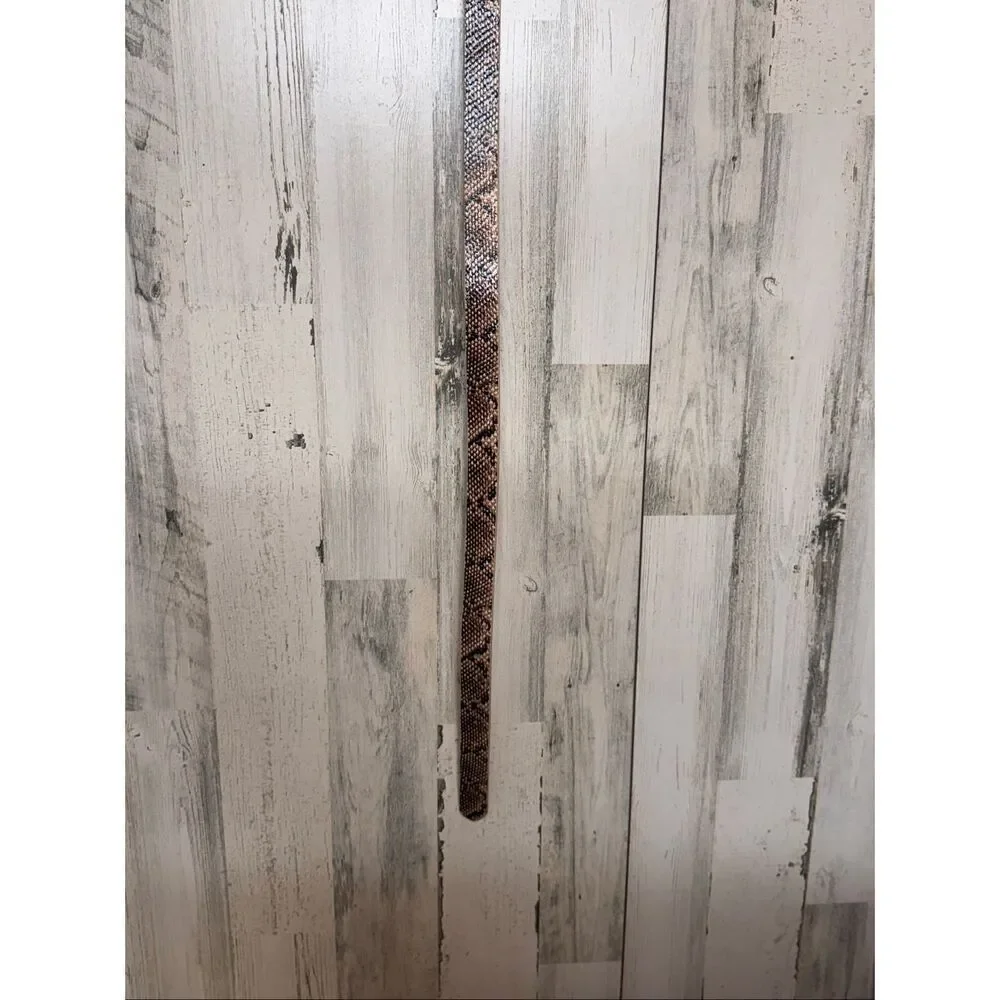 Snake Print Faux Leather Belt Tan Brown Silver Buckle Women’s M/L Adjustable